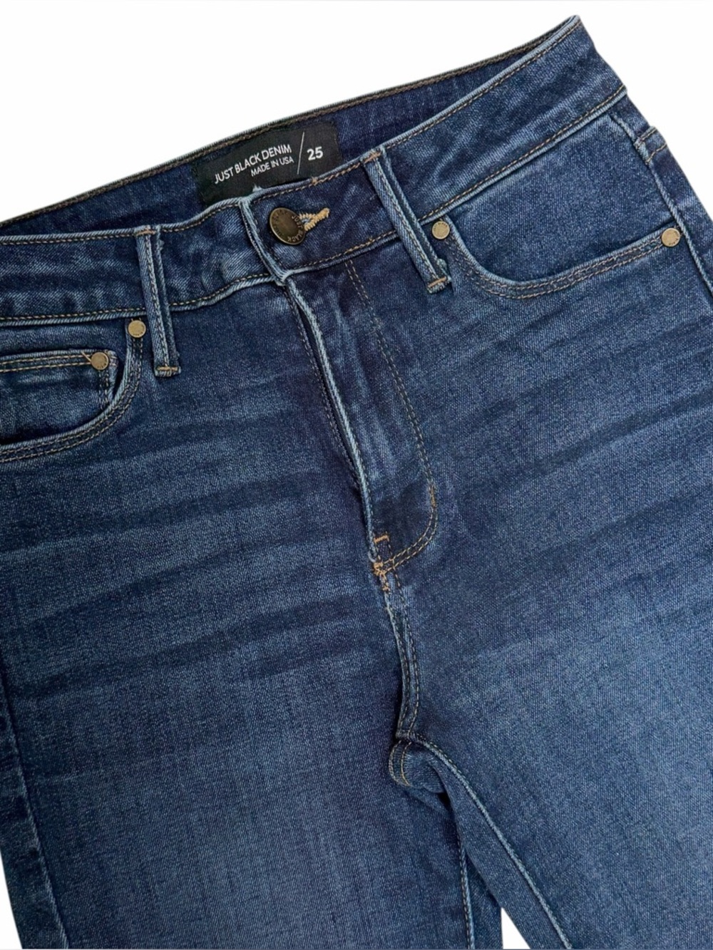 Just Black Denim Jeans Women 24 Blue Dark Wash Low Rise Raw Hem Crop Stretch USA